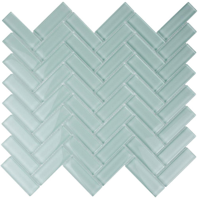 Aqua Herringbone Glass Tile