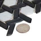 Black And White Weaved Hexagon Glass Mosaic Tile | Tile Club