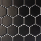 2'' Black Matte Hexagon Porcelain Mosaic | Tile Club