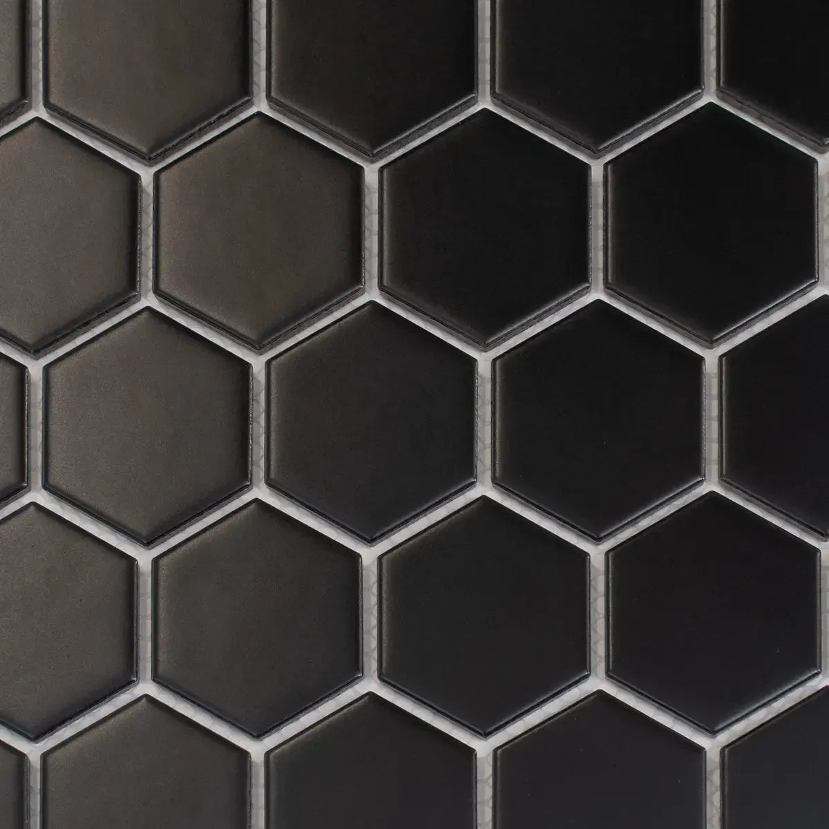2'' Black Matte Hexagon Porcelain Mosaic | Tile Club