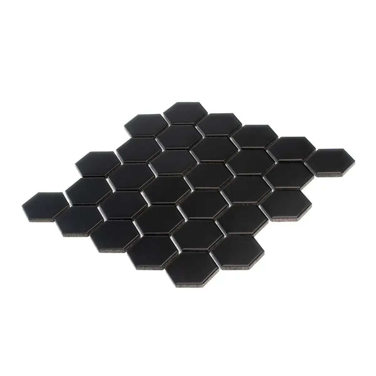 2'' Black Matte Hexagon Porcelain Mosaic | Tile Club