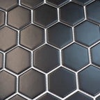 2'' Black Matte Hexagon Porcelain Mosaic | Tile Club