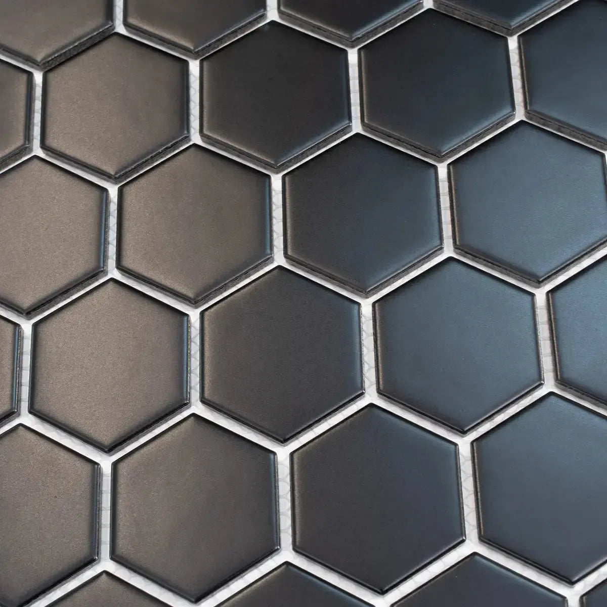 2'' Black Matte Hexagon Porcelain Mosaic | Tile Club