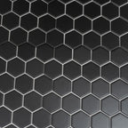 2'' Black Matte Hexagon Porcelain Mosaic | Tile Club