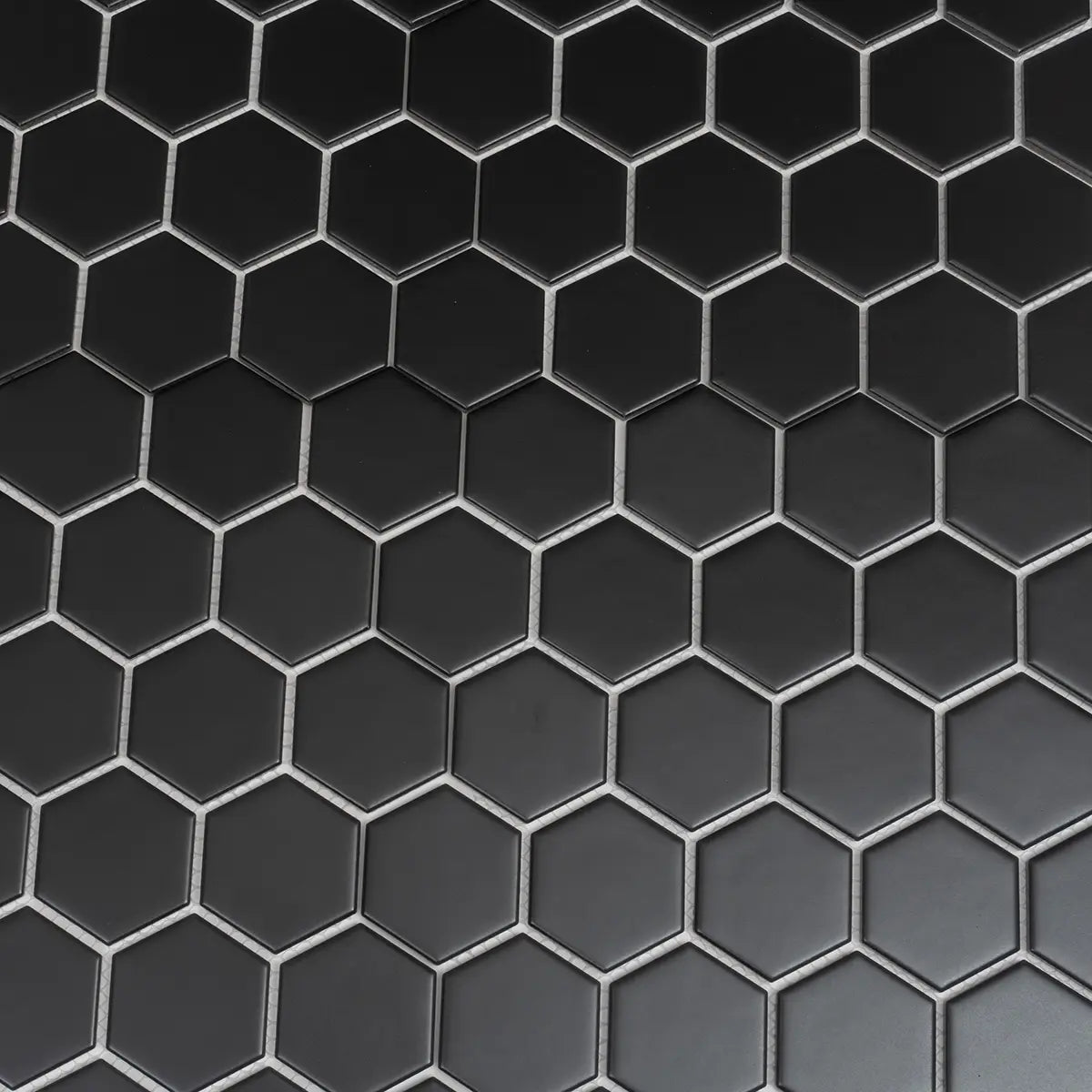 2'' Black Matte Hexagon Porcelain Mosaic | Tile Club