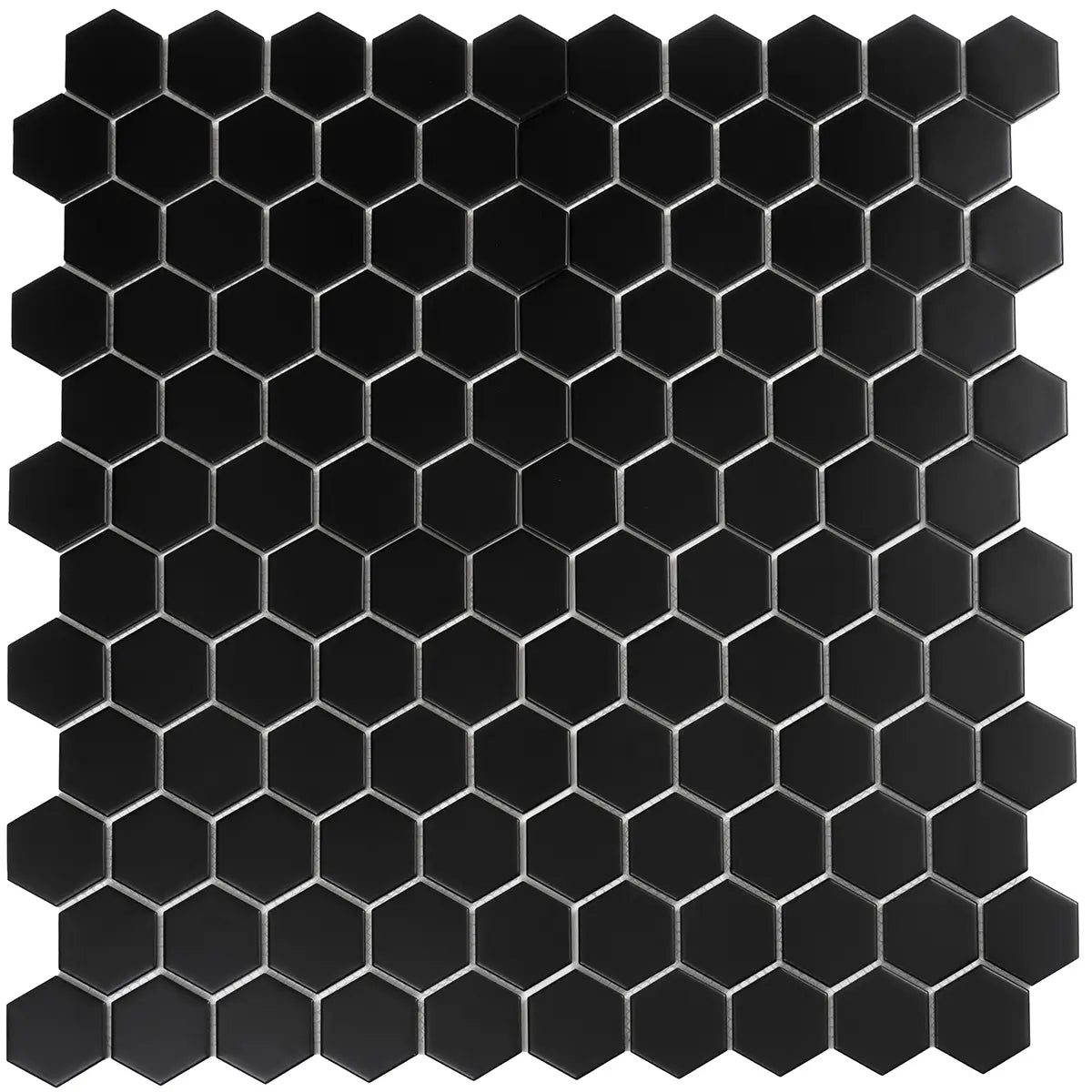 2'' Black Matte Hexagon Porcelain Mosaic | Tile Club