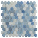 Blue And White Hexagon Glass Mosaic Tile | Tile Club
