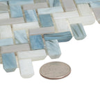 Blue Grey Herringbone Mosaic Tile | Tile Club