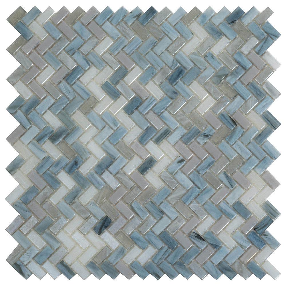 Blue Pearl Herringbone Mosaic Tile