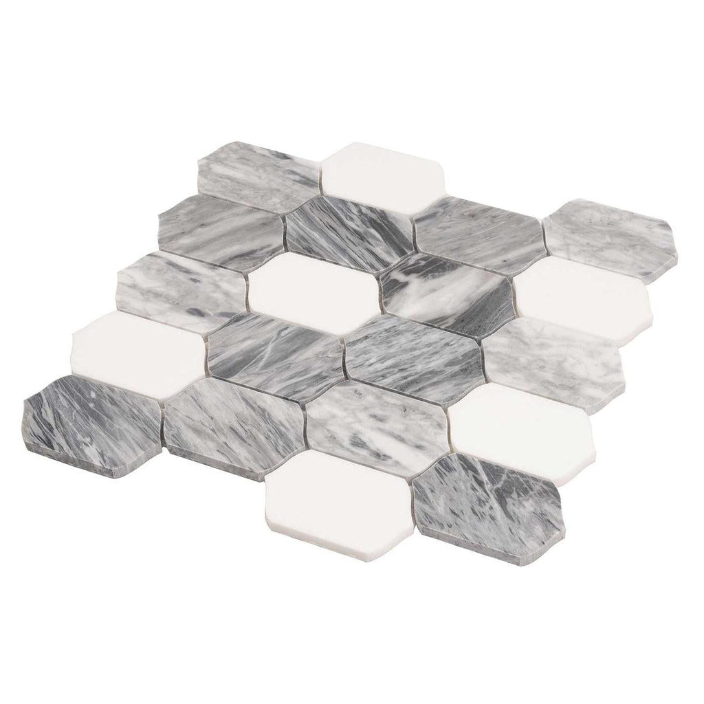 Calacatta Bluette Elongated Hexagon Mosaic Tile | Tile Club