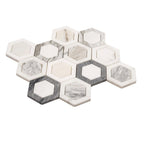 Calacatta Bluette Marble Double Hexagon Mosaic Tile | Tile Club