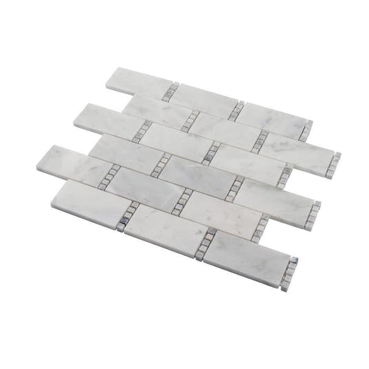 Carrara Subway With Bardiglio Dot Mosaic Tile | Tile Club