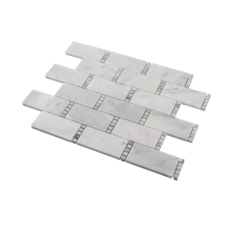 Carrara Subway With Bardiglio Dot Mosaic Tile | Tile Club