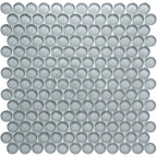 Chic Gray Penny Round Glass Tile