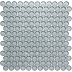 Chic Gray Penny Round Glass Tile