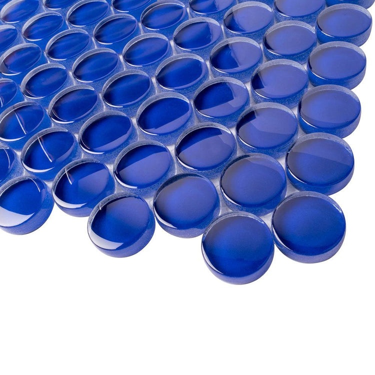 Cobalt Blue Penny Round Glass Tile | Tile Club
