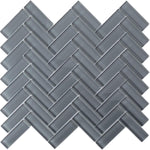 Cool Gray Herringbone Glass Tile