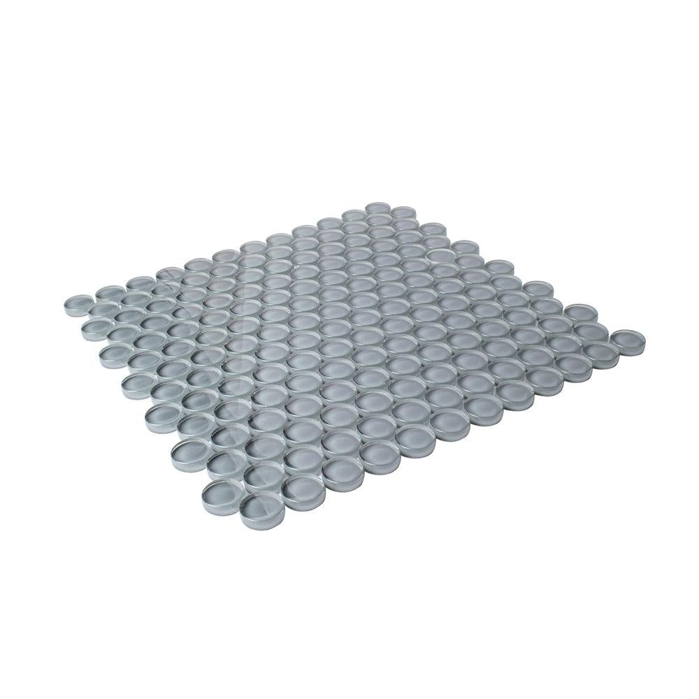 Cool Gray Penny Round Glass Tile