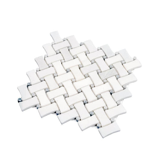Curved Basket Weave Eastern White Marble Mosaic Tile | Tile Club