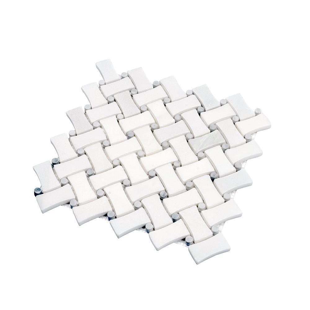 Curved Basket Weave Eastern White Marble Mosaic Tile | Tile Club