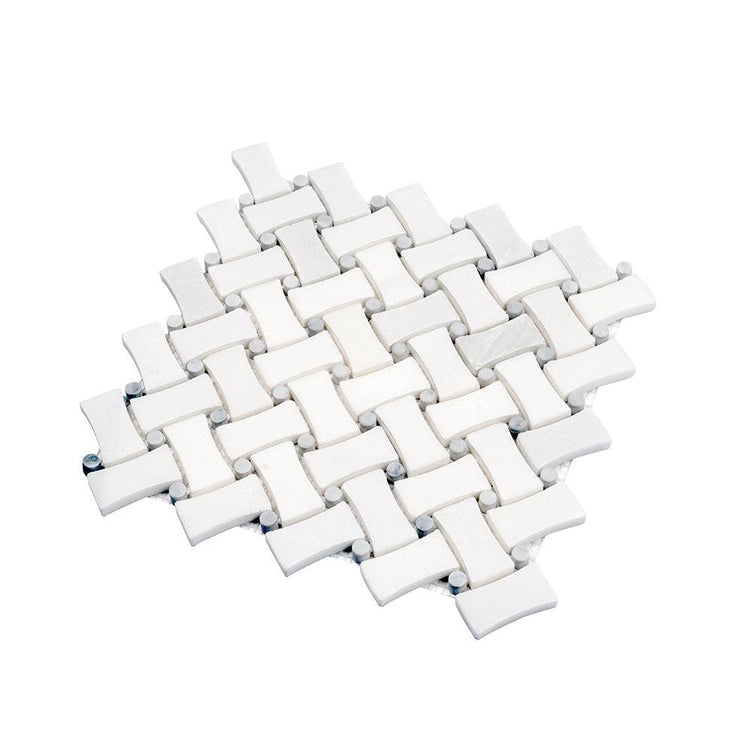Curved Basket Weave Eastern White Marble Mosaic Tile | Tile Club