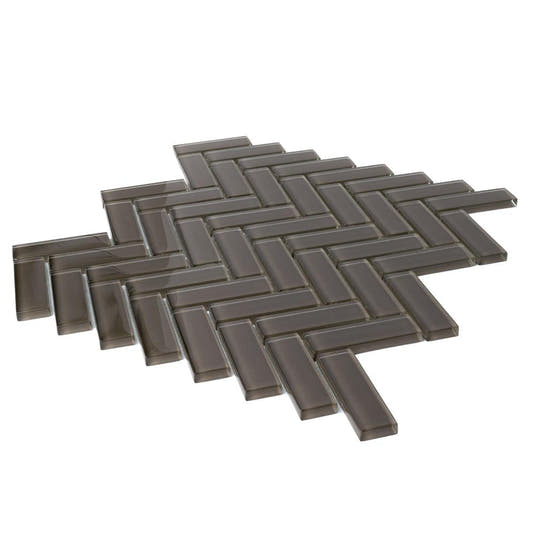 Dark Gray Herringbone Glass Tile | Tile Club