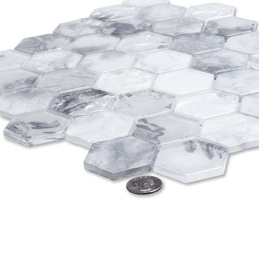 Frozen Dreams Hexagon Glass Mosaic Tile | Tile Club