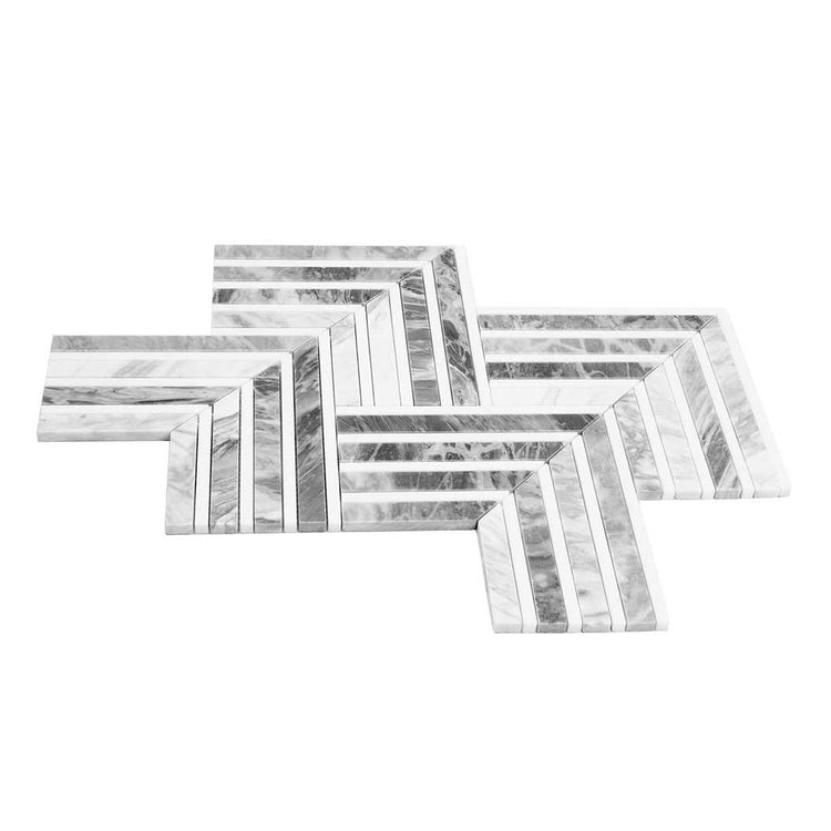 Geo Arrow Calacatta Bluette Marble Mosaic Tile | Tile Club