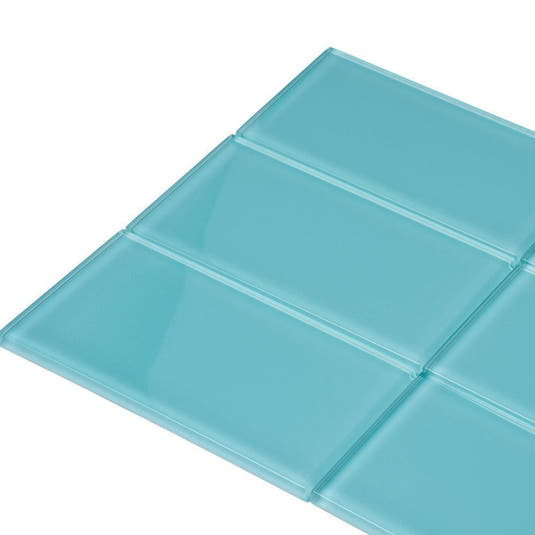 Glacier Aqua 3X6 Polished Glass Subway Tile | Tile Club