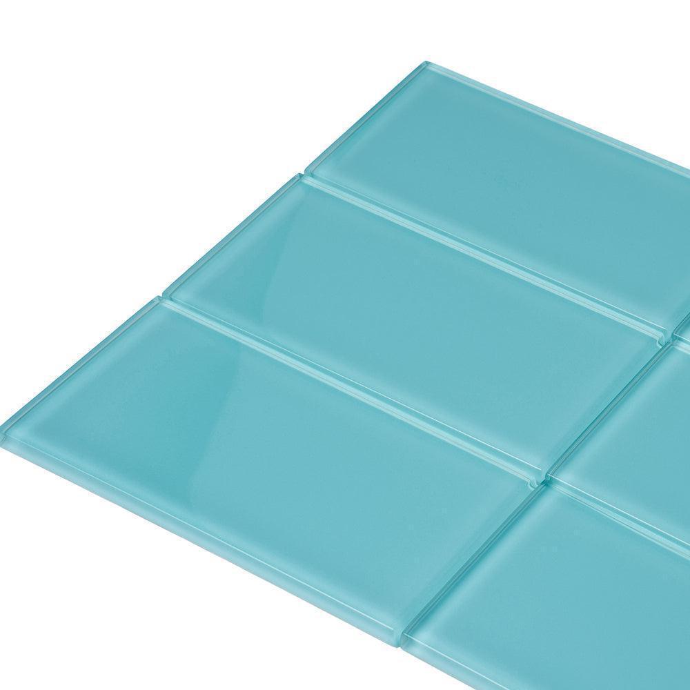 Glacier Aqua 3X6 Polished Glass Subway Tile | Tile Club