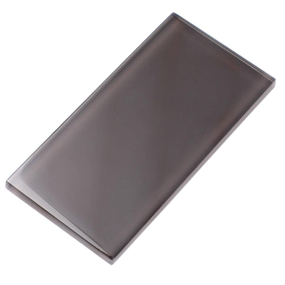 Glacier Ash Gray 3"X6" Polished Glass Subway Tile | Tile Club