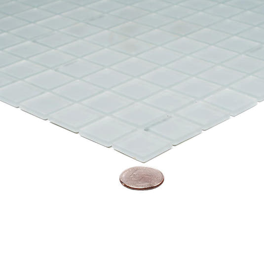 Glacier Aura Gray 1X1 Frosted Glass Tile | Tile Club