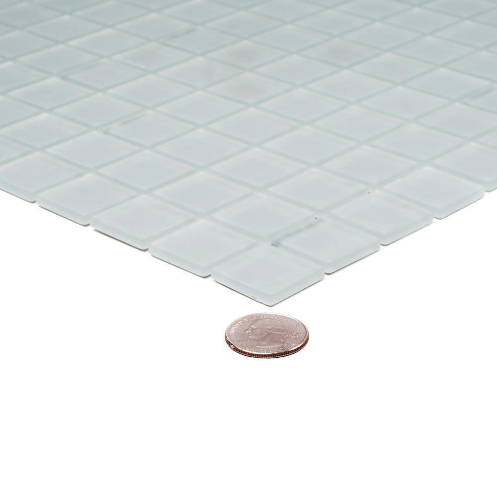 Glacier Aura Gray 1X1 Frosted Glass Tile | Tile Club