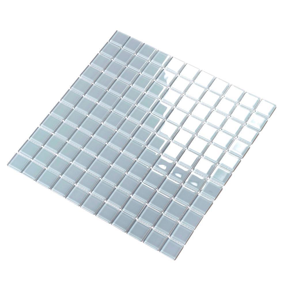 Glacier Aura Gray 1X1 Polished Glass Tile | Tile Club