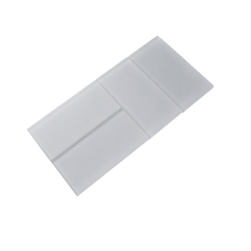 Glacier Aura Gray 3X6 Frosted Glass Subway Tile | Tile Club