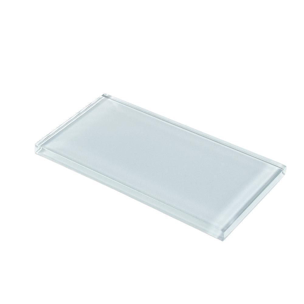 Glacier Aura Gray 3X6 Polished Glass Subway Tile | Tile Club