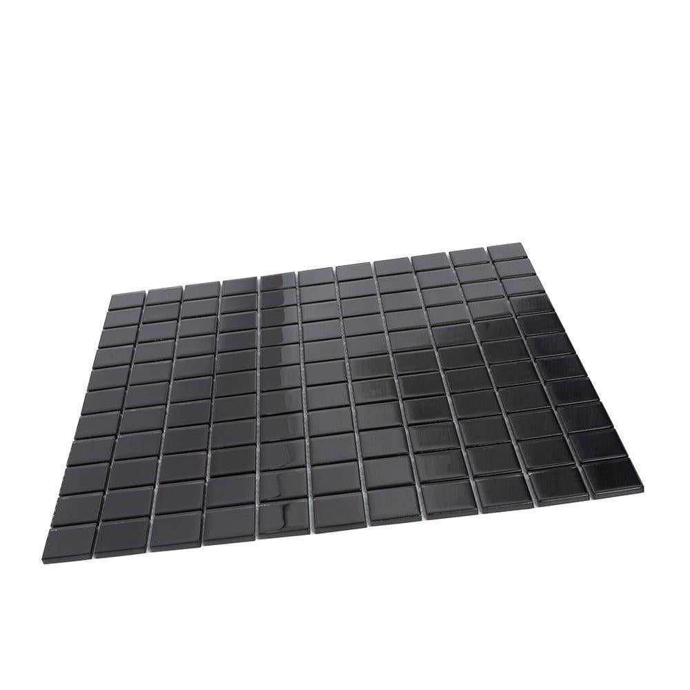 Glacier Black 1X1 Polished Glass Tile | Tile Club