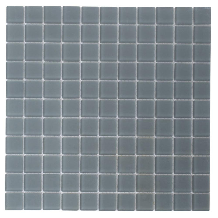 Glacier Dark Gray 1X1 Frosted Glass Tile Sample