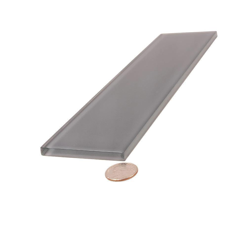 Glacier Dark Gray 3"x12" Polished Glass Tile | Tile Club