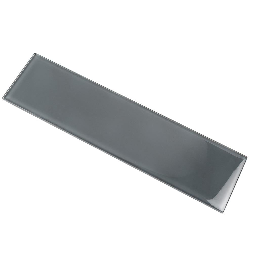 Glacier Dark Gray 4X16 Polished Glass Tile | Tile Club