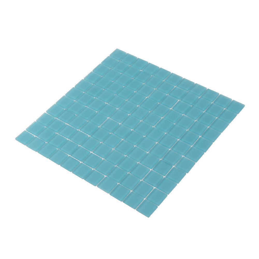 Glacier Laguna Blue 1X1 Frosted Glass Tile | Tile Club