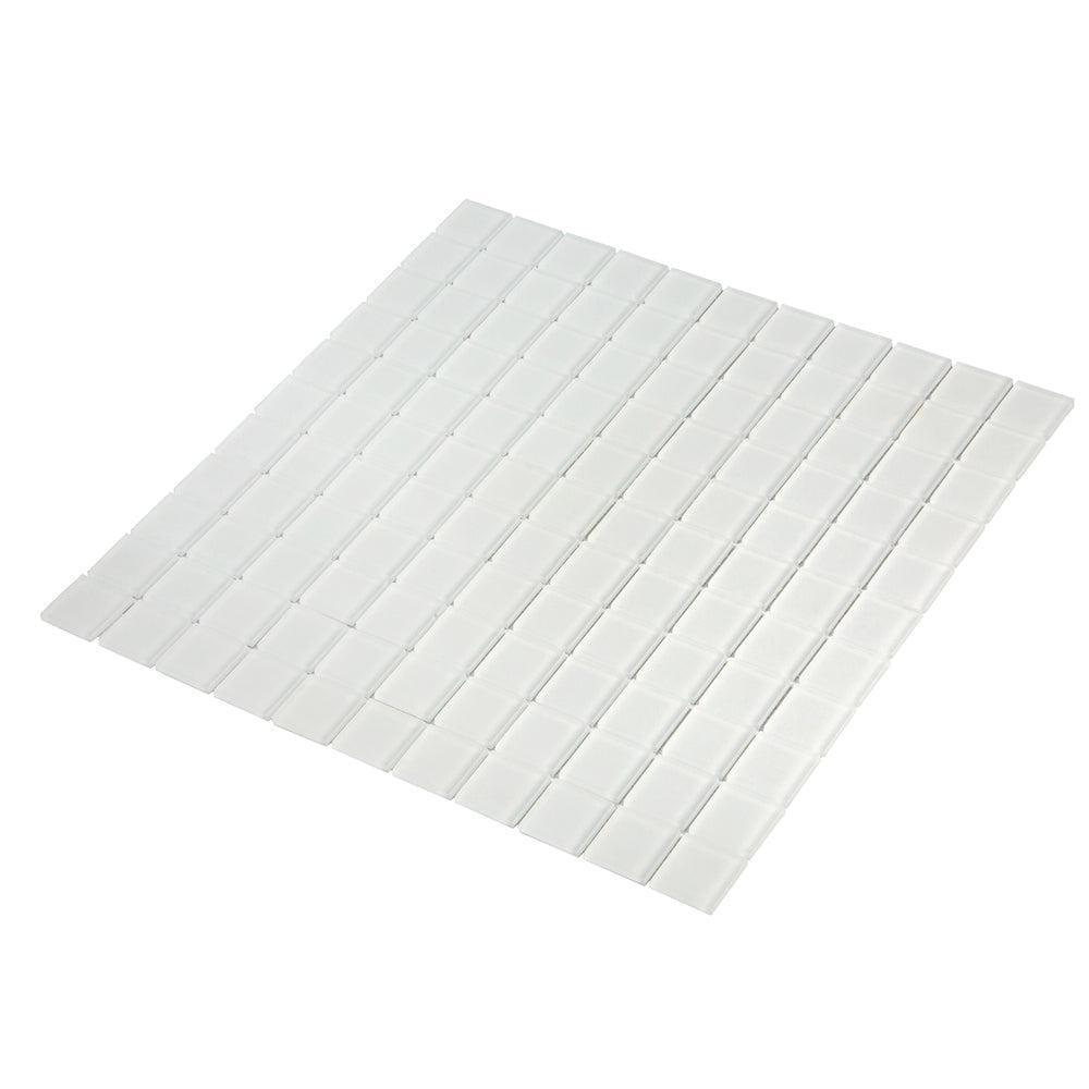 Glacier Pure White 1X1 Frosted Glass Tile