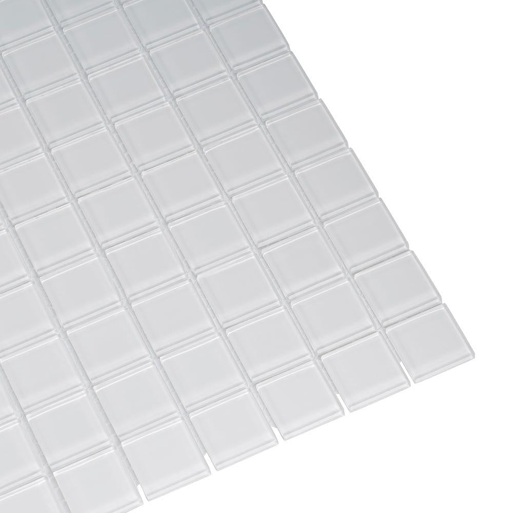 Glacier Pure White 1X1 Polished Glass Tile | Tile Club