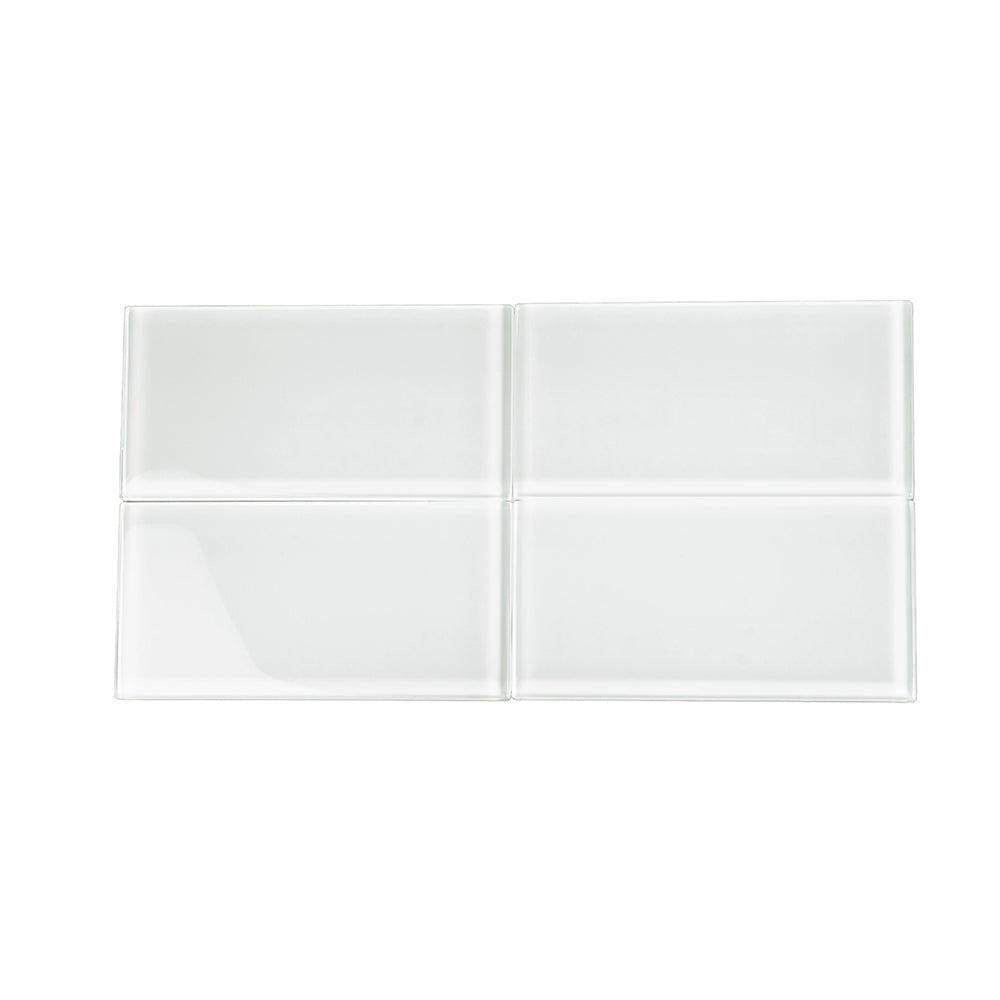 Glacier Pure White 3"x6" Polished Glass Subway Tile | Tile Club