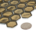 Glossy Gold Hexagon Glass Mosaic Tile | Tile Club