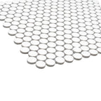 Glossy White Buttons Porcelain Penny Round Tile | Tile Club