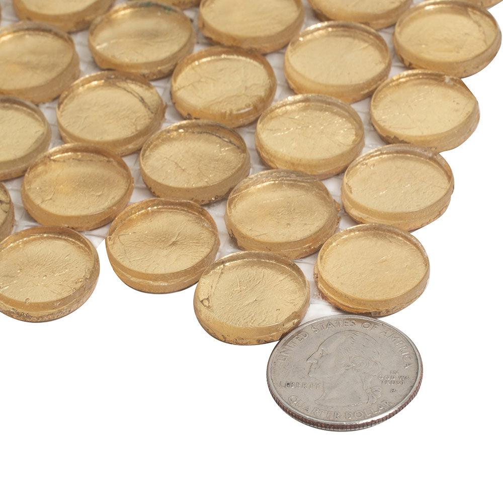 Gold Glass Penny Round Mosaic Tile | Tile Club