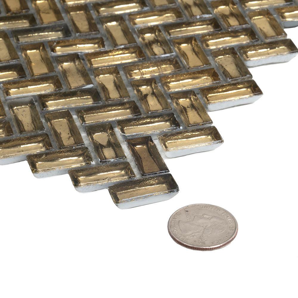 Gold Herringbone Mosaic Tile | Tile Club