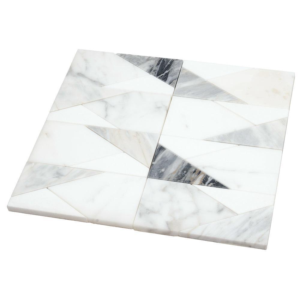 Gray and White Geometric Subway Tile Mosaic | Tile Club