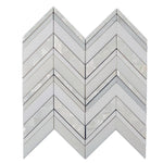 Herringbone Pearl White Thassos Marble and Shell Tile Sample